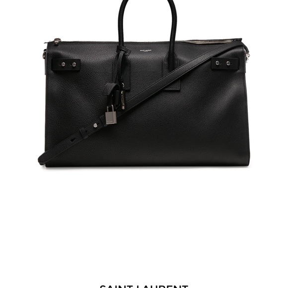 SAINT LAURENT Large Zipped Supple Sac de Jour Duffel Bag w/ chain strap - Picture 4 of 10